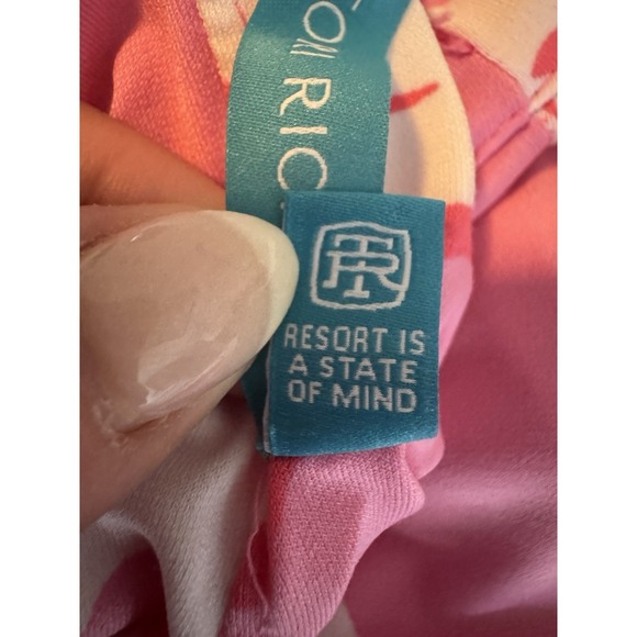 Tori Richard Pink Monstera Leaf Halter Dress Resort Wear Size M - Picture 9 of 9